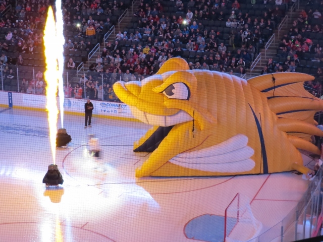 Skating out between the flames.